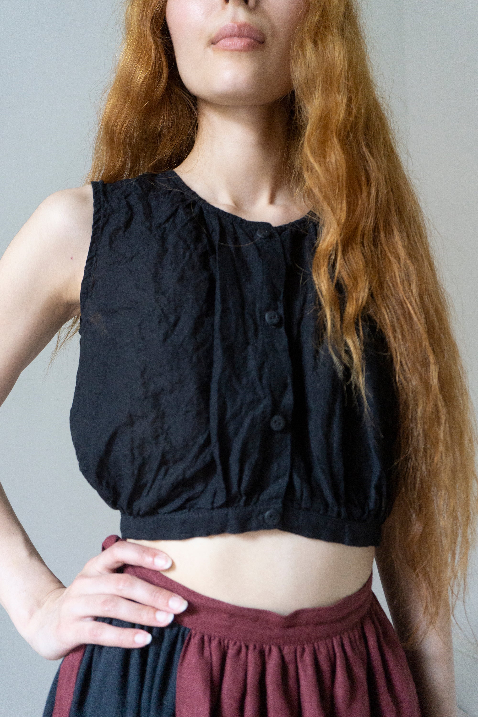 Viola Linen Top - Black