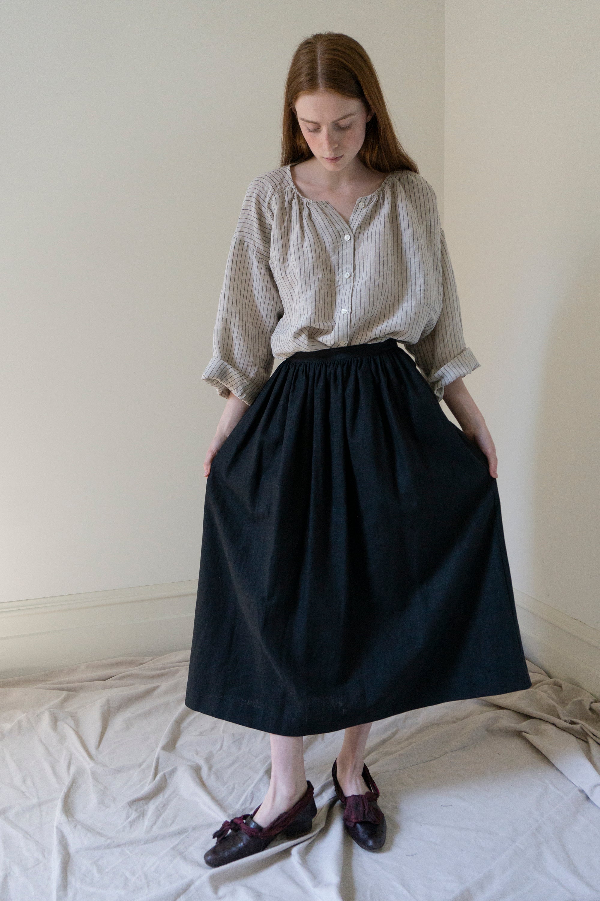 Marla Linen Skirt - Black