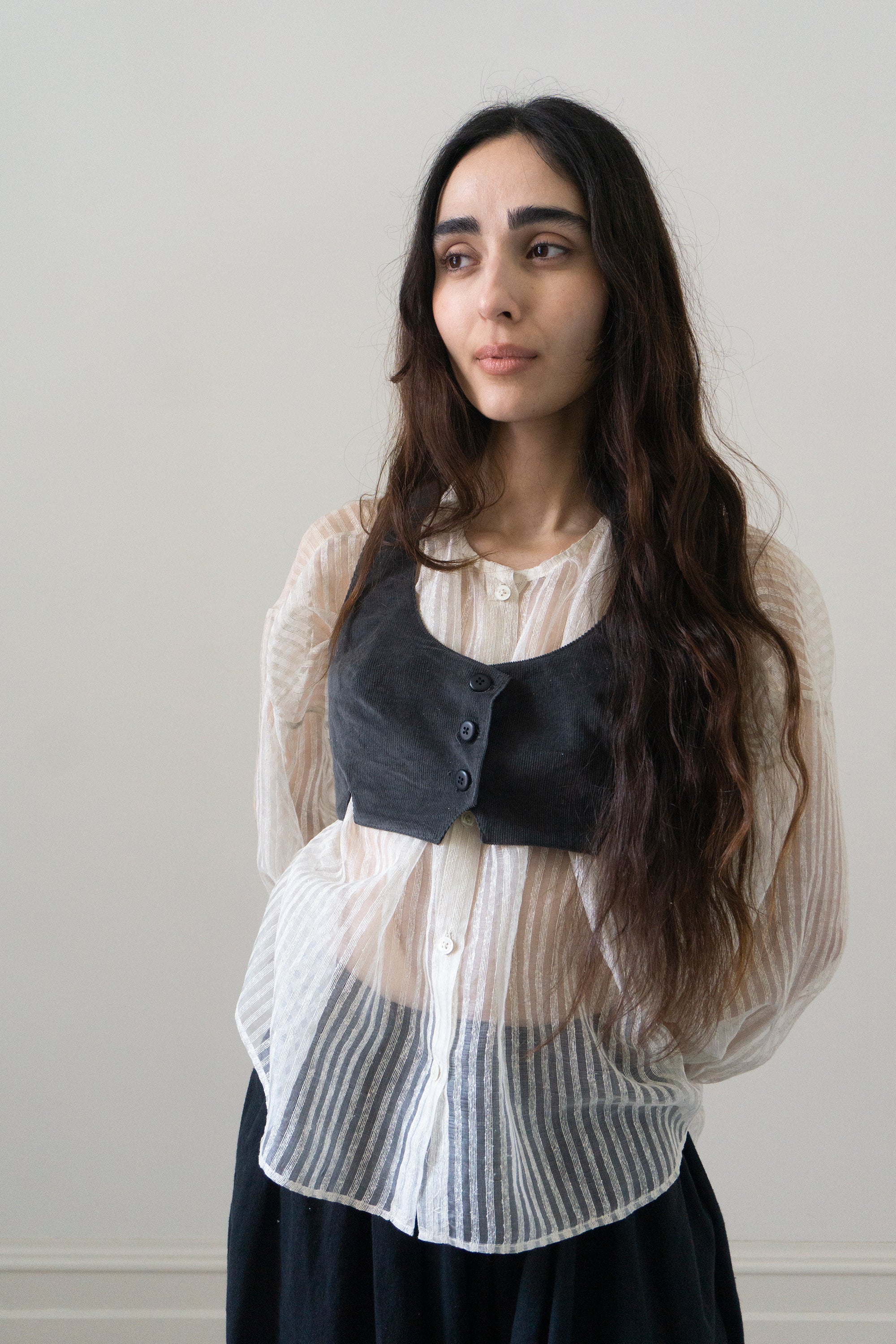 Isolde Bodice - Dark Grey Corduroy